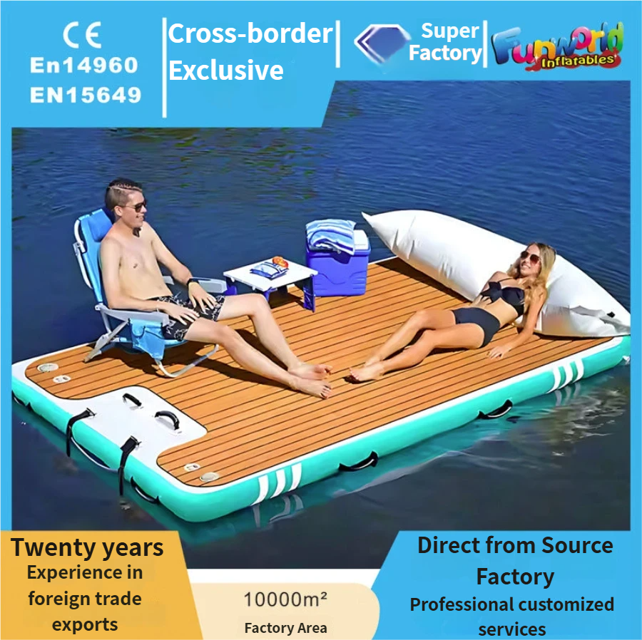Directly supplied by cross-border manufacturers: large outdoor inflatable floating platforms for marine recreation, inflatable floating docks and floating beds