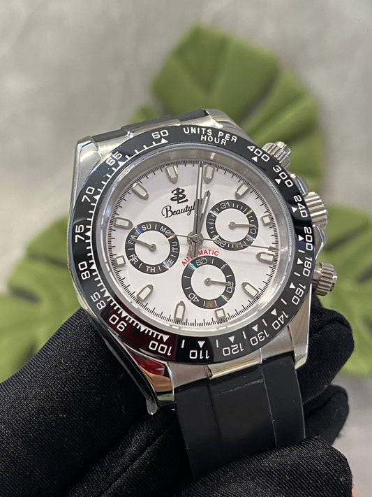 Classic Panda Dial & Rubber Strap Chronograph