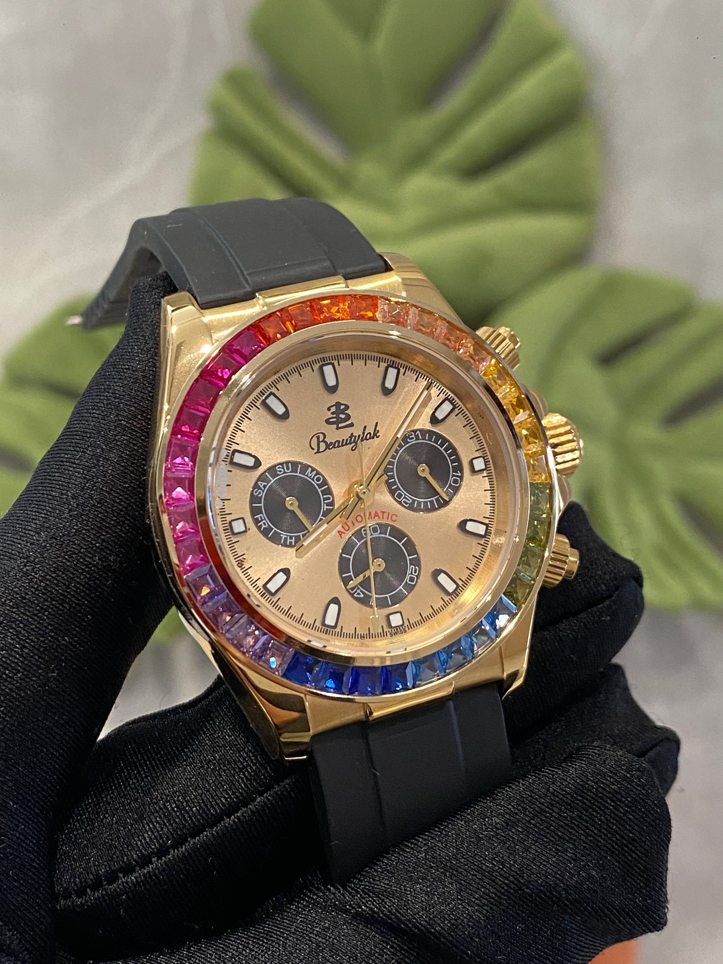 Classic Panda Dial & Rubber Strap Chronograph