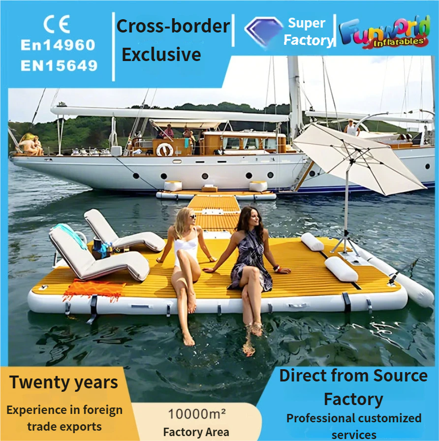 Directly supplied by cross-border manufacturers: large outdoor inflatable floating platforms for marine recreation, inflatable floating docks and floating beds