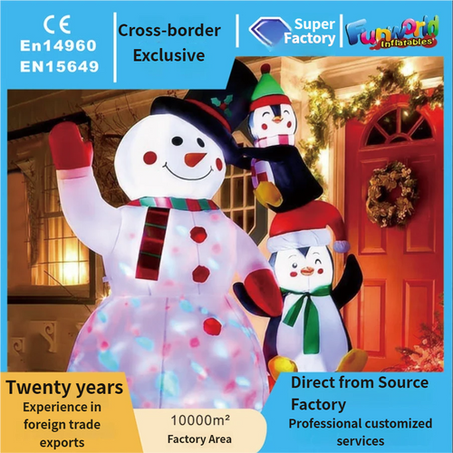 Cross-Border Amazon Hot Christmas Inflatable Yard Venue Decoration Props Factory Wholesale Christmas Inflatable Snowman